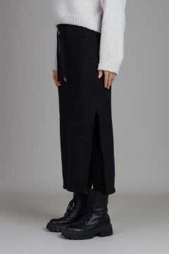 Юбка макси из трикотажа с разрезом и резинкой Mirolia 1243 черный - фото 2