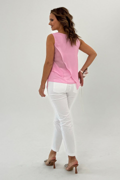 Круглогодичный топ без рукавов с жемчугом и асимметричным низом Condra 16244 розовый - фото 4