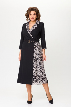 Платье с запахом, сеткой и юбкой А-силуэта Bonna Image 960/1 черный - фото 1