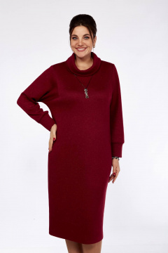 Платье из трикотажа с воротником-хомутом и нашивкой Matini 3.1558/1 бордо_люрекс - фото 1