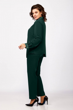 Элегантный зеленый костюм из двух тканей и брюки из текстиля Ольга Стиль С-885 зеленый - фото 4