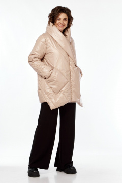 Бежевый демисезонный плащёвый пуховик со съемным поясом Диомант 2016 беж - фото 4