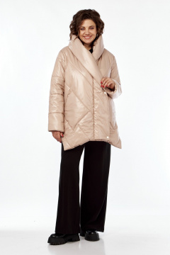 Бежевый демисезонный плащёвый пуховик со съемным поясом Диомант 2016 беж - фото 3