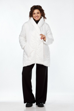 Белый демисезонный плащёвый пуховик со съемным поясом Диомант 2016 белый - фото 2