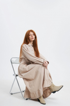 Платье прямого силуэта из мягкой хлопковой фланели Individual design 24241 бежевый - фото 4