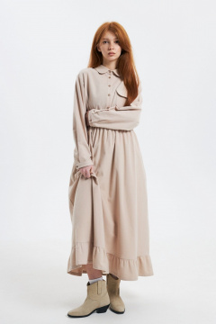 Платье прямого силуэта из мягкой хлопковой фланели Individual design 24241 бежевый - фото 1