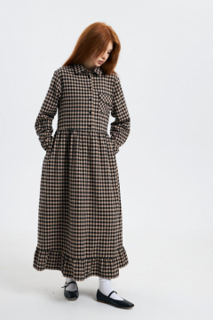 Платье прямого силуэта из мягкой хлопковой фланели Individual design 24241 клетка/бежевый - фото 2