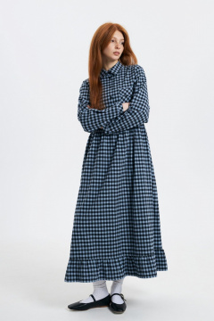 Платье прямого силуэта из мягкой хлопковой фланели Individual design 24241 клетка/голубой - фото 1