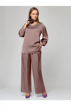 Летний комплект блуза и брюки из текстиля на каждый день Мишель стиль 1160-1 капучино - фото 3