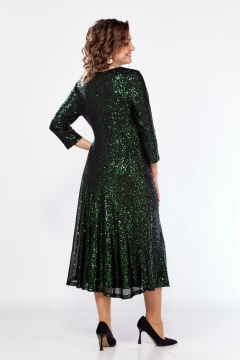 Нарядное платье из пайеток и трикотажа А-образный силуэт LadisLine 1548 темный_изумруд - фото 5