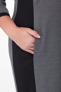 Платье деловое из трикотажа с контрастной отделкой Anelli 947 серо-черный - фото 4