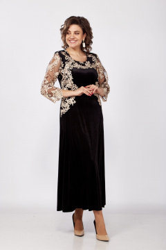 Нарядное платье из гипюра и велюра с цветочным рисунком Mira Fashion 5330 - фото 2