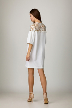 Платье молочное из кружева и тюля на подкладе Rosheli 543/1 молочный - фото 2