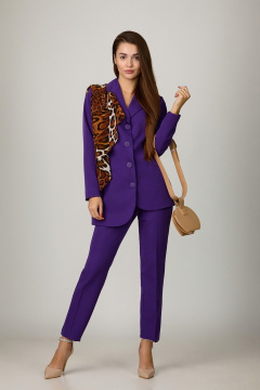Брюки и жакет из костюмной ткани в фиолетовом стиле Rosheli 967/2 фиолетовый - фото 2