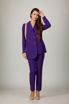 Брюки и жакет из костюмной ткани в фиолетовом стиле Rosheli 967/2 фиолетовый - фото 1