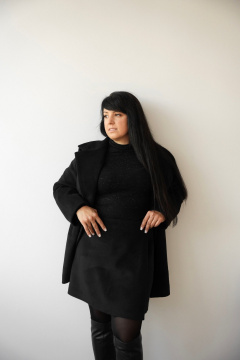 Юбка на запах из теплой ткани для повседневной SK Brand SK7200 черный - фото 1