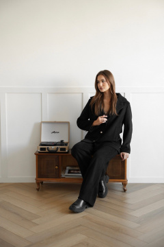 Брюки деловые прямого кроя из вискозы и трикотажа SK Brand SK7202 черный - фото 4