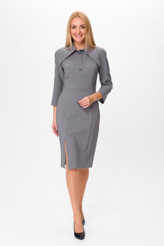 Платье серое полуприлегающего силуэта с воротником-стойкой Gamma Gracia 801 серый - фото 4