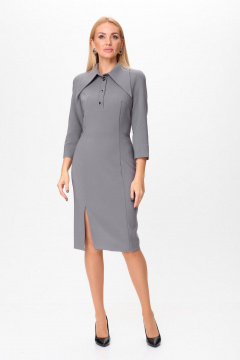Платье серое полуприлегающего силуэта с воротником-стойкой Gamma Gracia 801 серый - фото 1