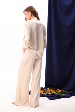 Жакет из атласа с асимметричным кроем и накладным карманом NikVa 902-2 крем-брюле - фото 5