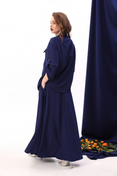 Костюм жакет с юбкой макси и карманами на пуговицах NikVa 928-1 сапфир - фото 4