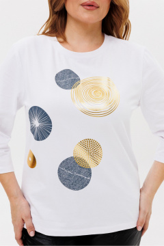 Джемпер с принтом и рукавом 3/4 из трикотажа хлопка Rumoda 2239 белый - фото 4