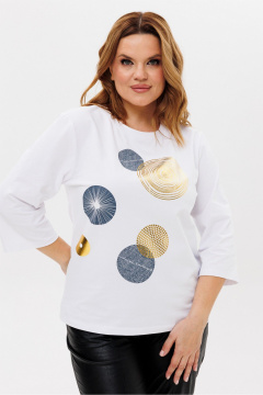 Джемпер с принтом и рукавом 3/4 из трикотажа хлопка Rumoda 2239 белый - фото 1
