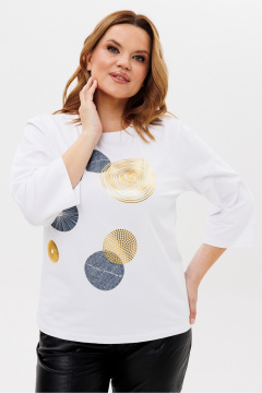 Джемпер с принтом и рукавом 3/4 из трикотажа хлопка Rumoda 2239 белый - фото 2