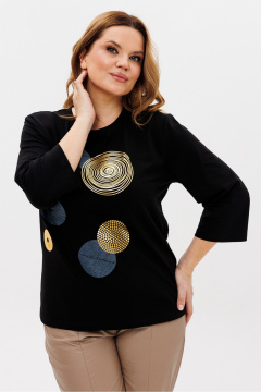Джемпер с принтом змеи из трикотажа хлопка Rumoda 2239 черный - фото 4