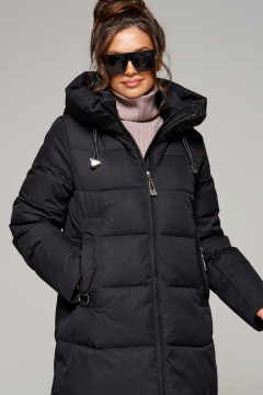 Пальто из текстиля с капюшоном и утеплителем Холлофайбер Beautiful&Free 6293 черный - фото 3