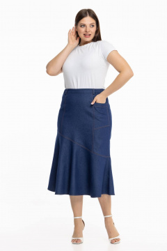 Джинсовая юбка с расширением из клиньев в летнем стиле Avila 0980 темно-синий - фото 5