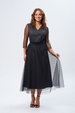 Платье с юбкой и съемной деталью из текстильных тканей TVIN 7827 графит - фото 1
