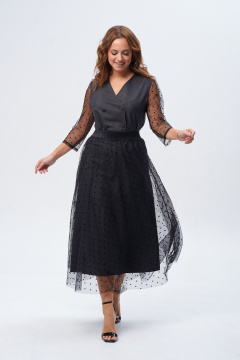 Платье с юбкой и съемной деталью из текстильных тканей TVIN 7827 графит - фото 3