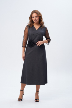 Платье с юбкой и съемной деталью из текстильных тканей TVIN 7827 графит - фото 4