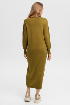 Свободное вязаное платье из пряжи с разрезом AREOLA 10383 киви - фото 5