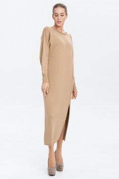 Платье вязаное прямое свободное с разрезом AREOLA 10383 щербет - фото 5