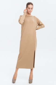 Платье вязаное прямое свободное с разрезом AREOLA 10383 щербет - фото 4