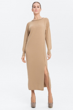 Платье вязаное прямое свободное с разрезом AREOLA 10383 щербет - фото 3