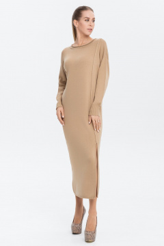 Платье вязаное прямое свободное с разрезом AREOLA 10383 щербет - фото 1