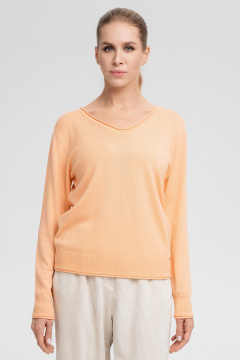 Джемпер оранжевый из кашемира и мериноза с рельефом AREOLA 10456 абрикос - фото 5