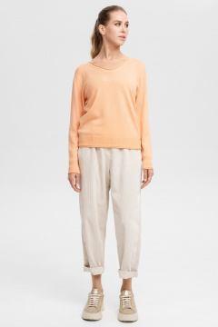 Джемпер оранжевый из кашемира и мериноза с рельефом AREOLA 10456 абрикос - фото 4