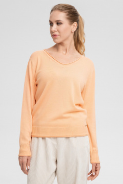Джемпер оранжевый из кашемира и мериноза с рельефом AREOLA 10456 абрикос - фото 1