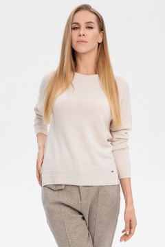 Джемпер молочный облегающий с круглым вырезом AREOLA 10457 брюле - фото 5