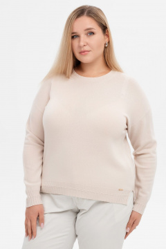 Джемпер молочный облегающий с круглым вырезом AREOLA 10457 брюле - фото 4