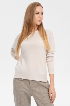 Джемпер молочный облегающий с круглым вырезом AREOLA 10457 брюле - фото 1