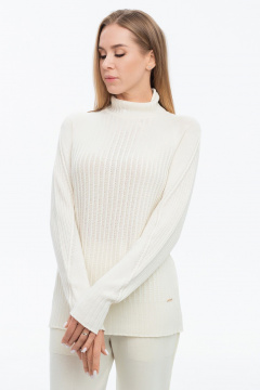 Джемпер с косами из шерстяной итальянской пряжи AREOLA 10461 жемчуг - фото 3