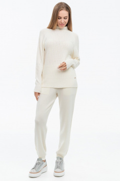 Джемпер с косами из шерстяной итальянской пряжи AREOLA 10461 жемчуг - фото 2