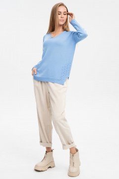 Джемпер с V-образным вырезом из кашемира AREOLA 10462 незабудка - фото 5