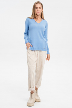 Джемпер с V-образным вырезом из кашемира AREOLA 10462 незабудка - фото 3