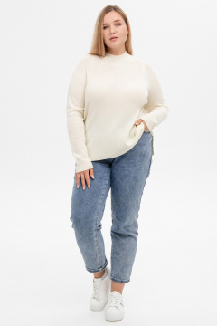 Джемпер с разрезами и воротом стойка из кашемира AREOLA 10464 жемчуг - фото 4